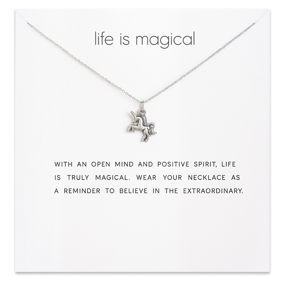 🦄 Silver Unicorn Necklace – “Life is Magical”‎ Gift-Ready Card Included!